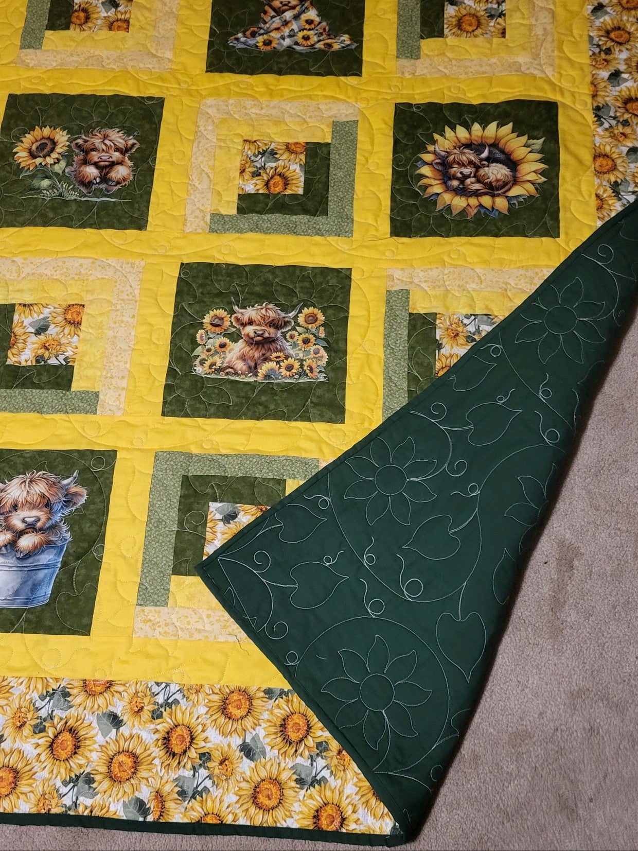 Cow and Sunflowers quilt